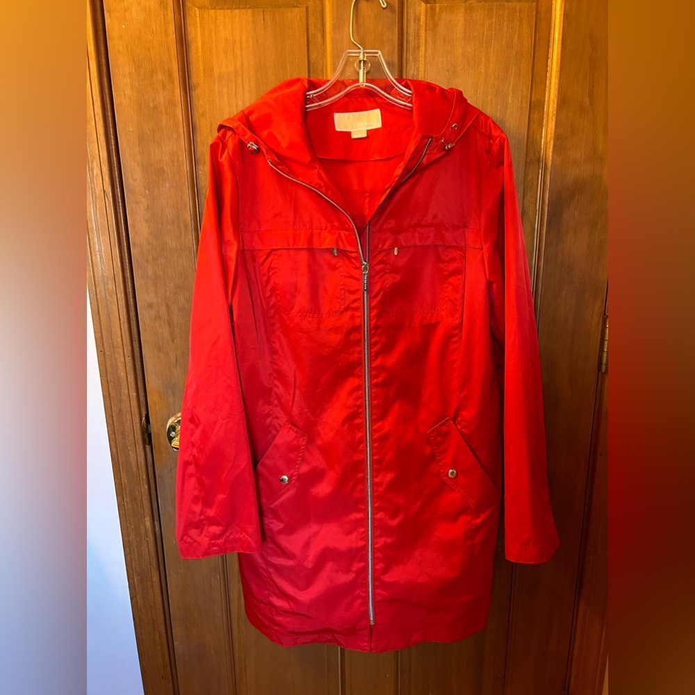 Michael Kors Womens Red Windbreaker/Rain jacket